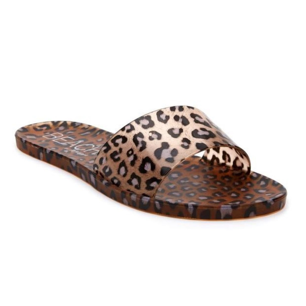 BEACH By Matisse NEW Sol Tan Leopard Slide On Jelly Sandal Size 8